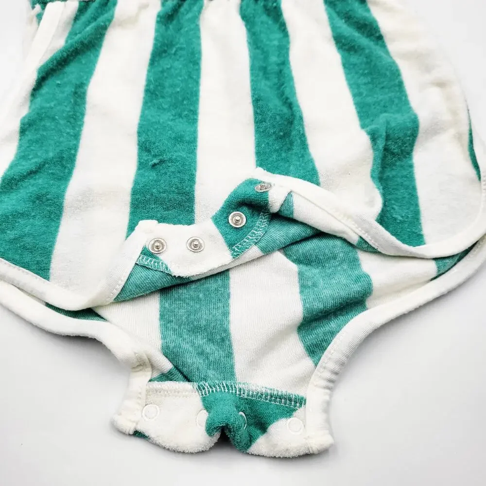 Grayson Mini Hello Kitty Sporty Green & White Striped Romper Toddlers Girls 2T